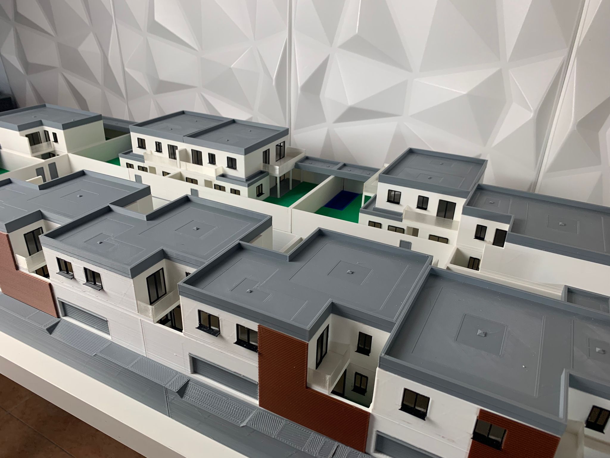 Maqueta urbanización residencial detalle casas